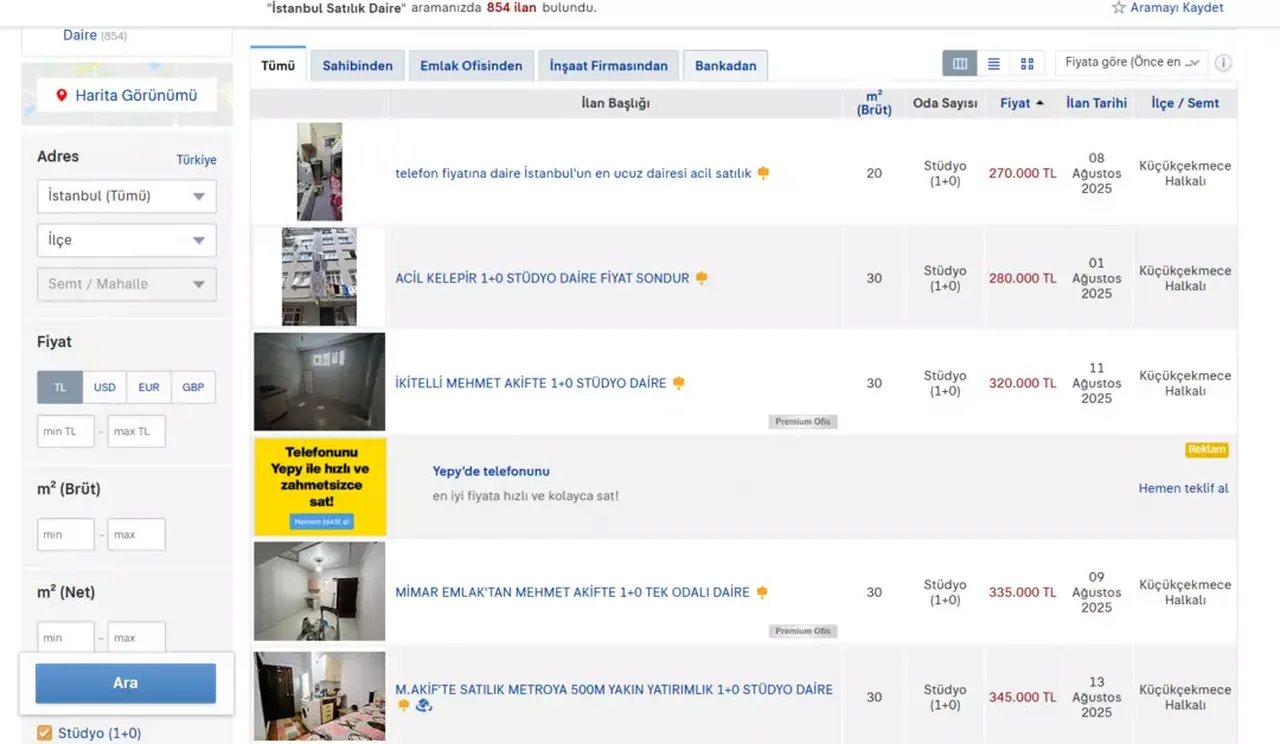 Istanbulda 10 Studyo Daireler Yeniden Satista Dudak Ucuklatan Rakamlar 3244026 202508251001 3