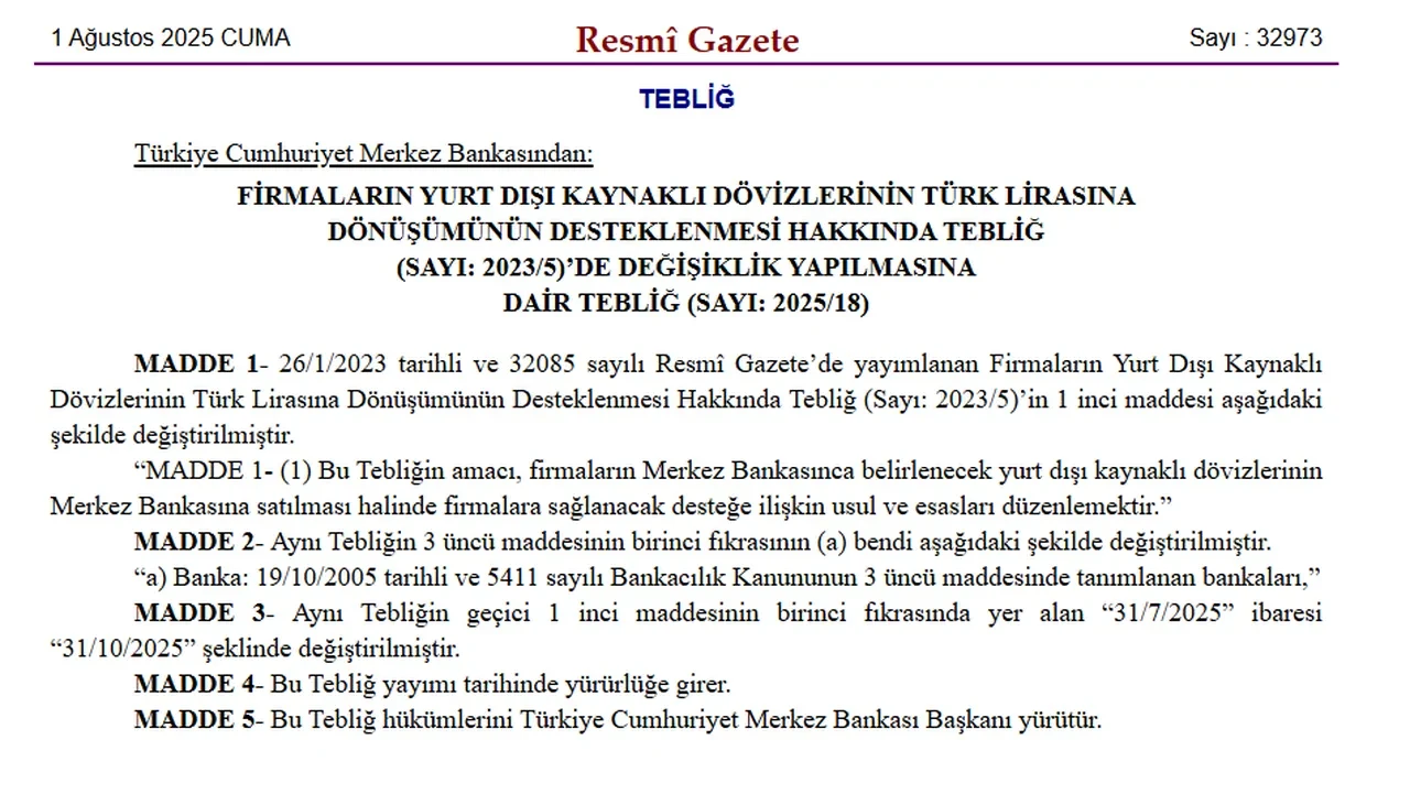 Merkez Bankasi Firmalarin Doviz Donusum Destegini Uzatti 3238439 202508011010 1
