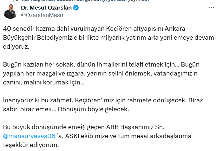 Mesut Özarslan Keçiören Altyapı