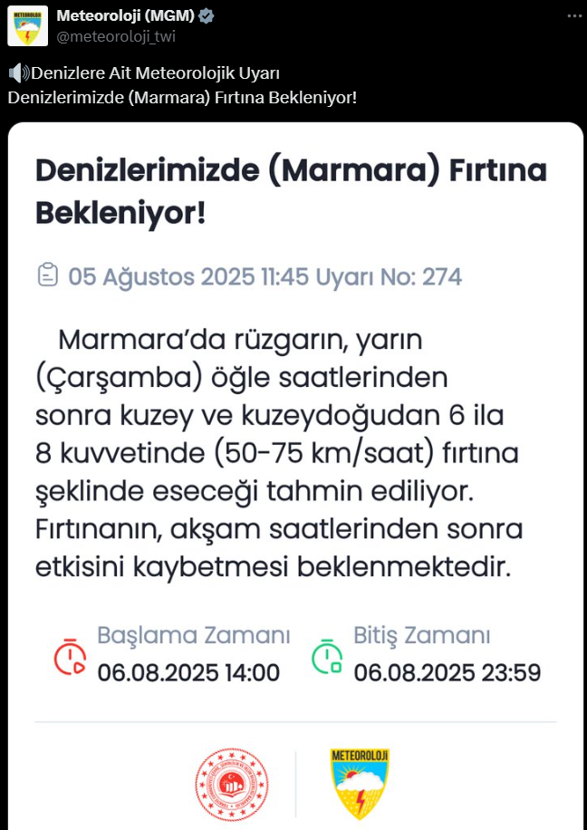 Meteoroloji Fırtına Uyarısı