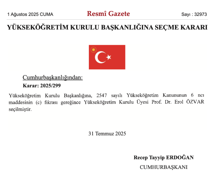 Özvar İki̇nci̇ Kez Yök Başkani Oldu