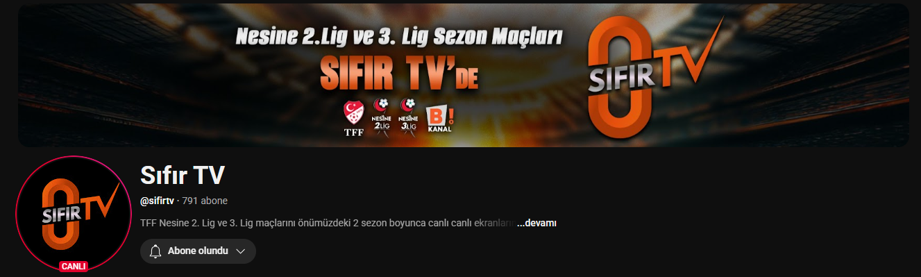 Sıfır Tv 2. Lig Ve 3. Lig