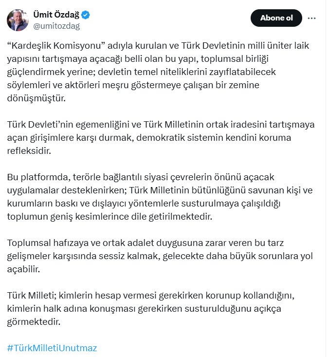 Ümit Özdağ Terörsüz Türkiye Komisyon