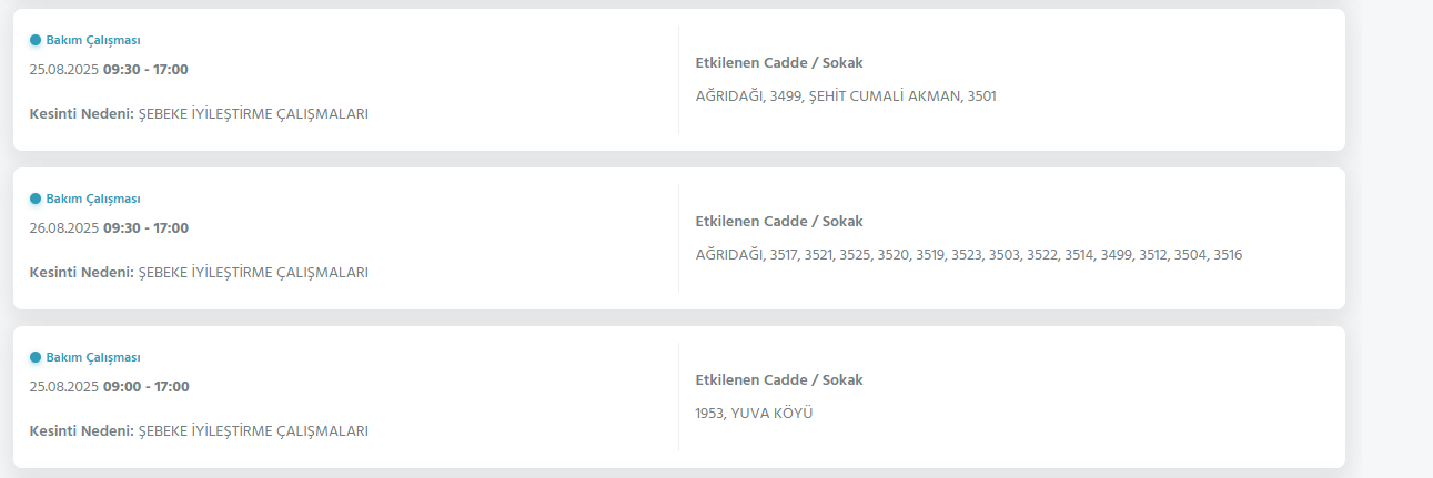 Yenimahalle Elektrik Kesintisi 25 Ağustos 2025