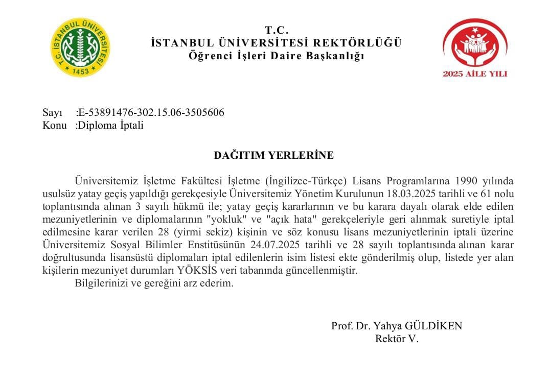 Yöksi̇s Kayıtları Silindi İmamoğlu Ve 28 Kişinin Diploması Yok Sayıldı2