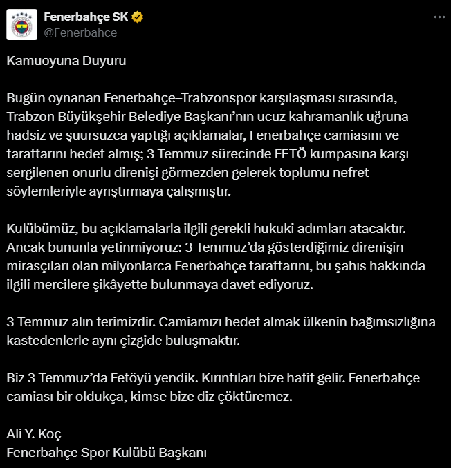 Ali Koç’tan Sert Tepki Hadsiz Ve Şuursuz Açıklamalar1