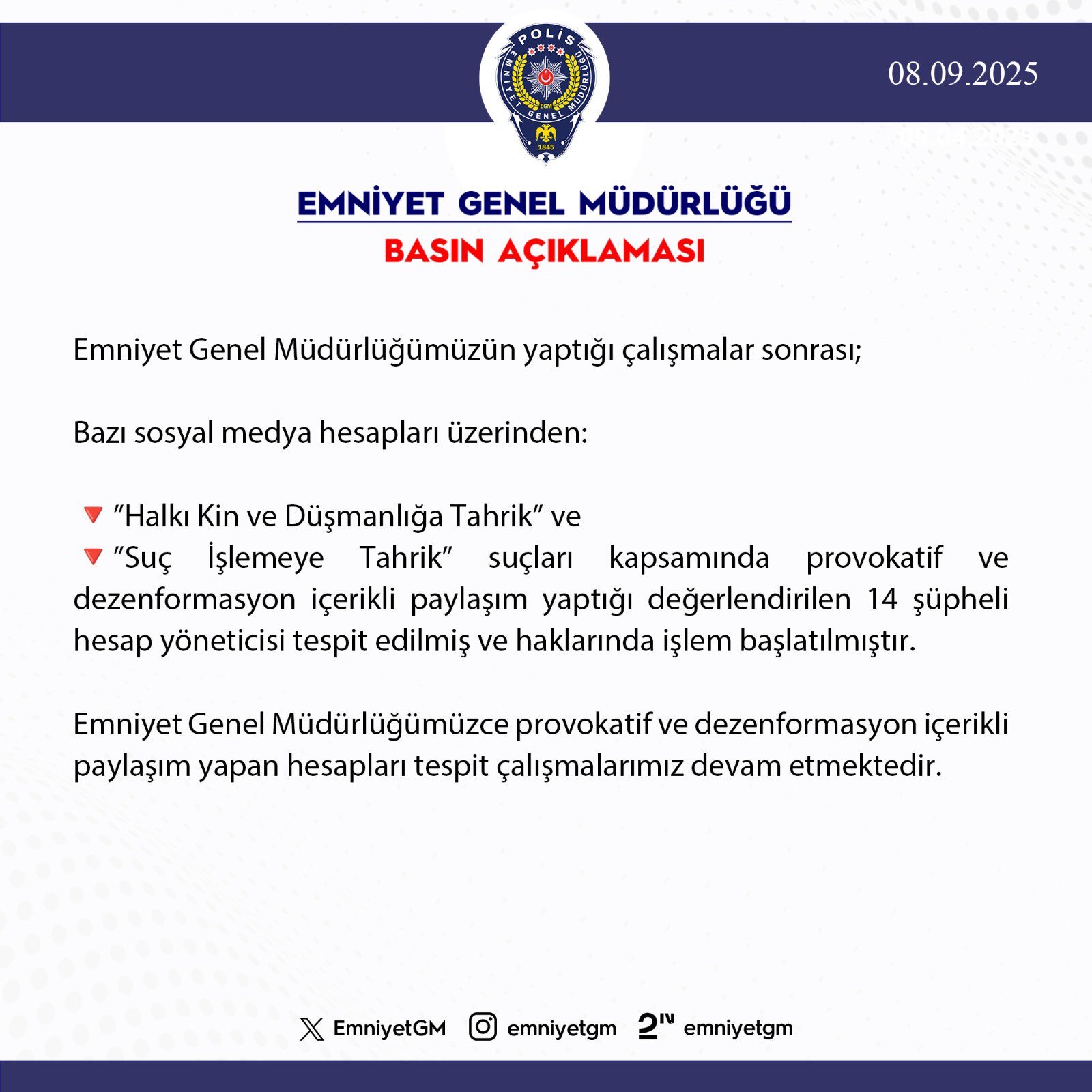 Egm Duyurdu 14 Hesap Yöneticisi Hakkında Işlem Başlatıldı3