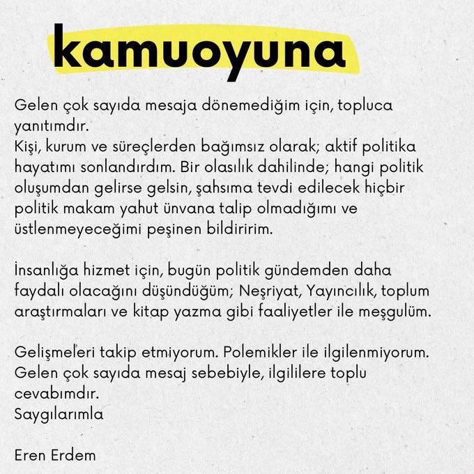 Eren Erdem Veda Mesajı