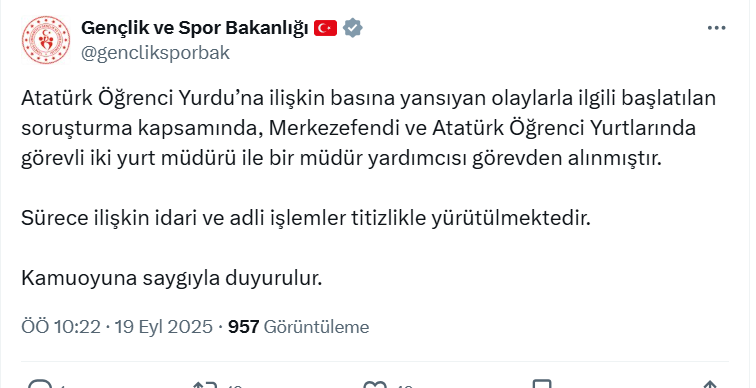 Gençlik Ve Spor Bakanlığı Açıklama