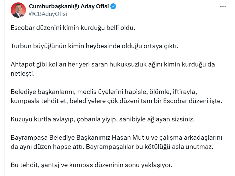 İmamoğlu Açiklama