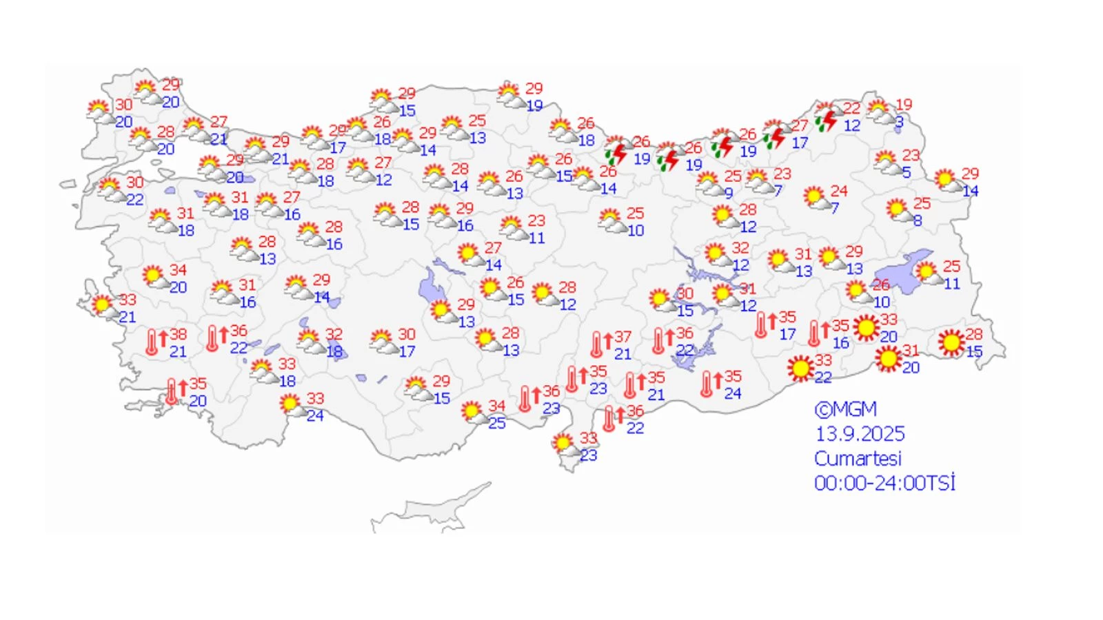 Meteoroloji̇ Hari̇tasinda Uyari Yer Aldi