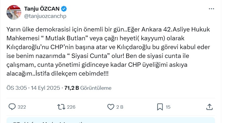 Tanju Özcan Istifa