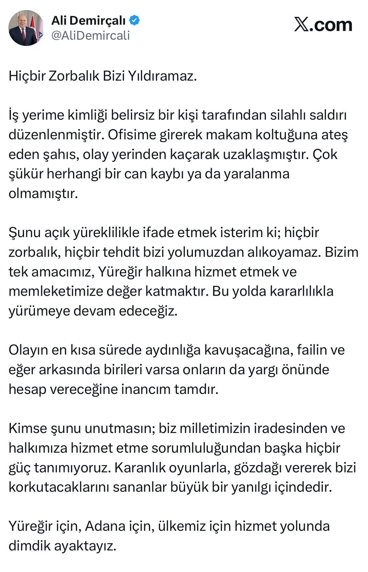 Yüreğir Belediye Başkanı Hedefte Makam Koltuğuna Ateş Açıldı