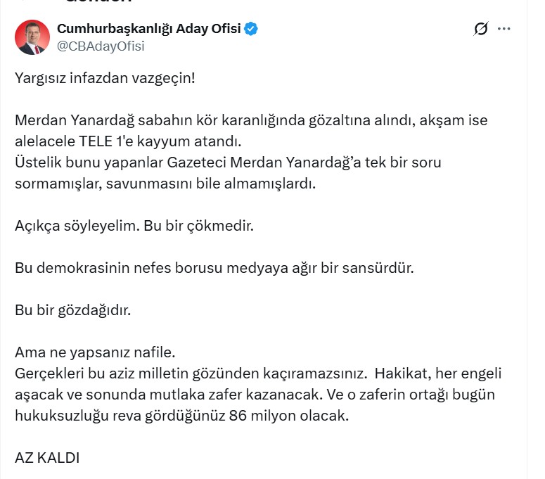 Ekrem Imamoğlu Kayyum Açıklama