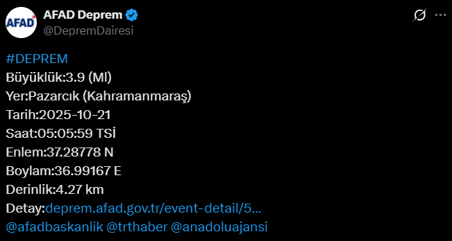 Kahramanmaraş Sabaha Depremle Uyandı
