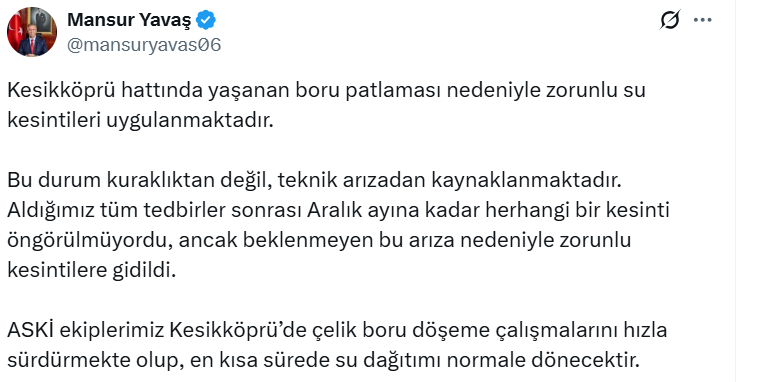 Mansur Yavaş Kesinti Açıklama