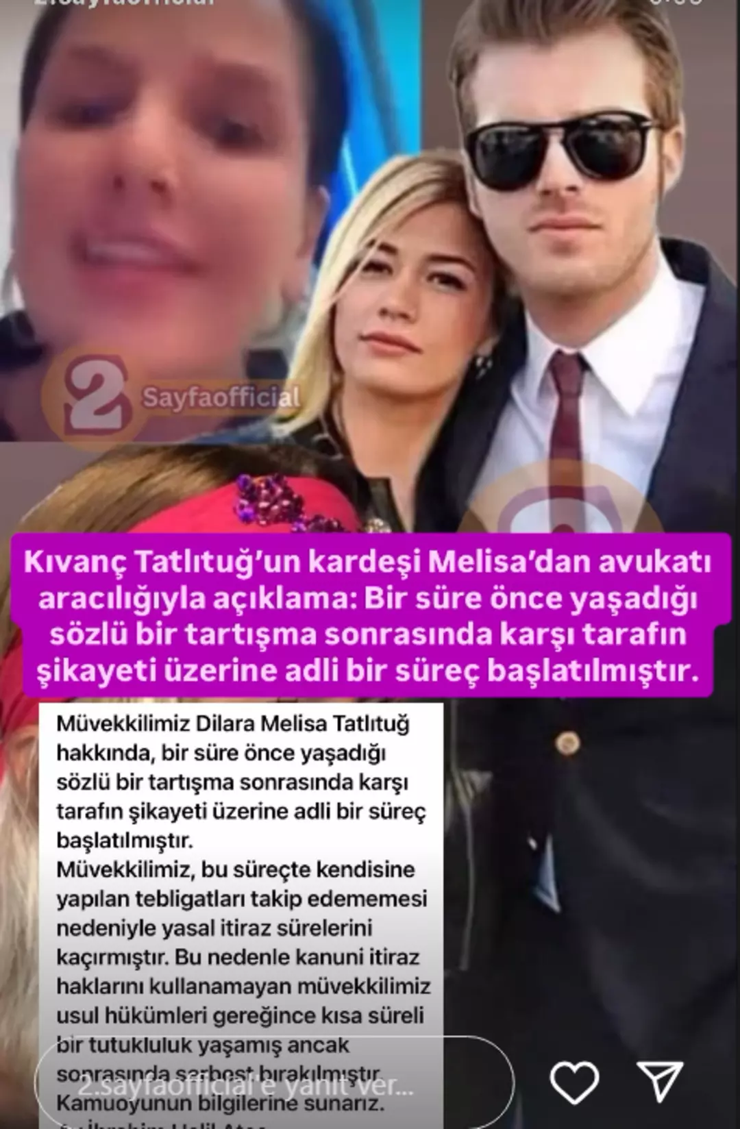 Melisa Dilara Tatlıtuğ Avukatının Açıklaması