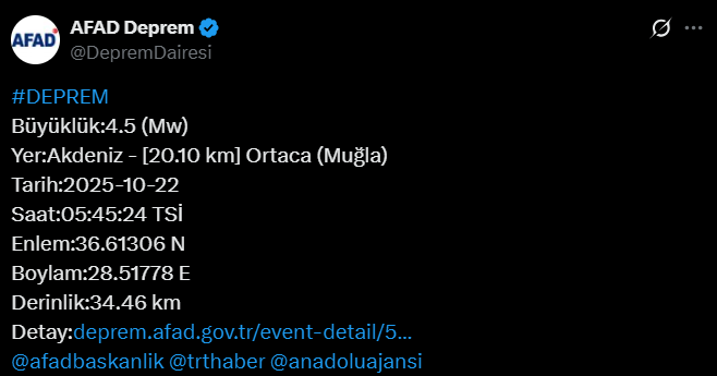 Muğla Deprem