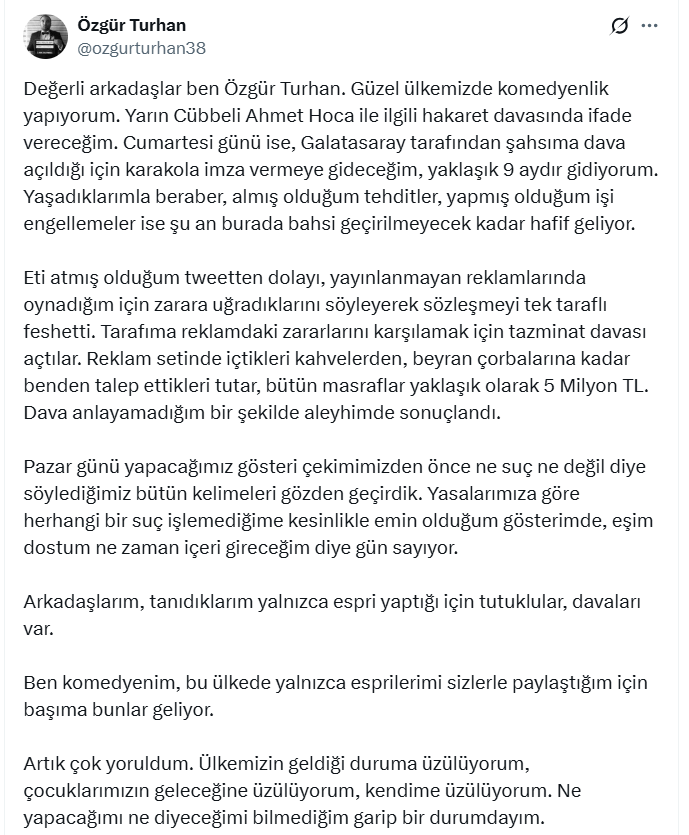 Özgür Turhan Açıklama