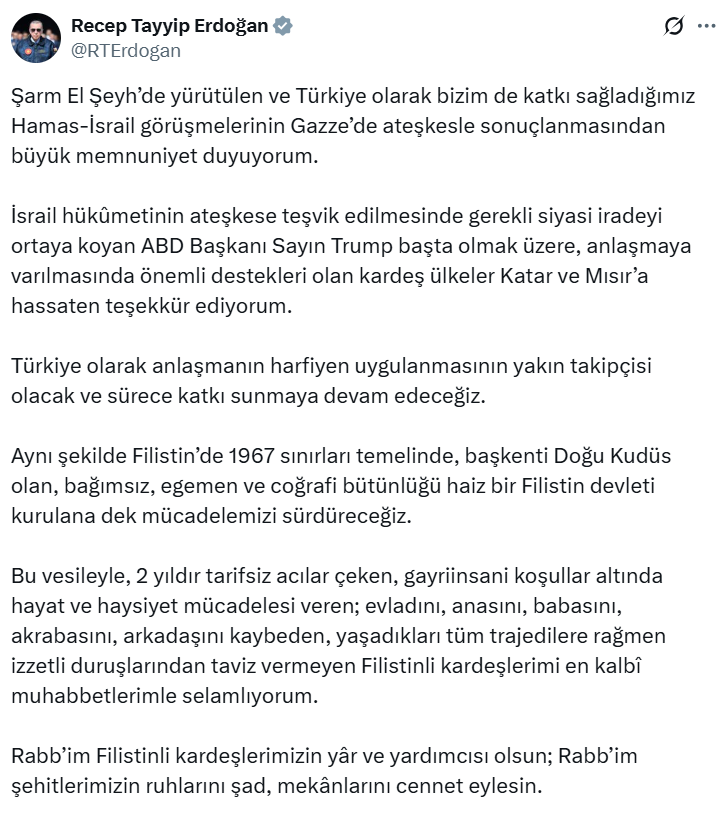 Recep Tayyi̇p Erdoğan Gazze Açiklama