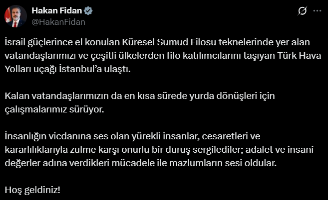 Sumud Filosu Aktivistleri İstanbul’da Bakan Fidan’dan Ilk Açıklama