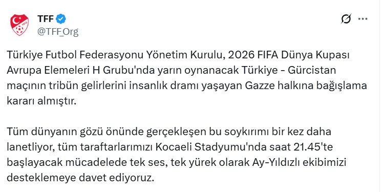 Tff Gazze Açıklama
