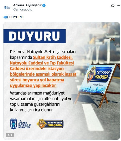 Abb Duyurdu Dikimevi Natoyolu Metro Çalışmaları Kapsamında Bu Yollar Kapatılacak2
