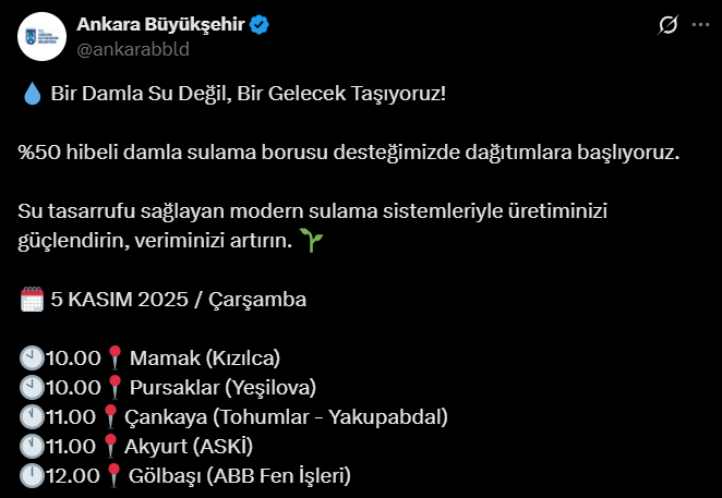 Ankara Çiftçisine Büyük Destek Yüzde 50 Hibeli Damla Sulama Başlıyor