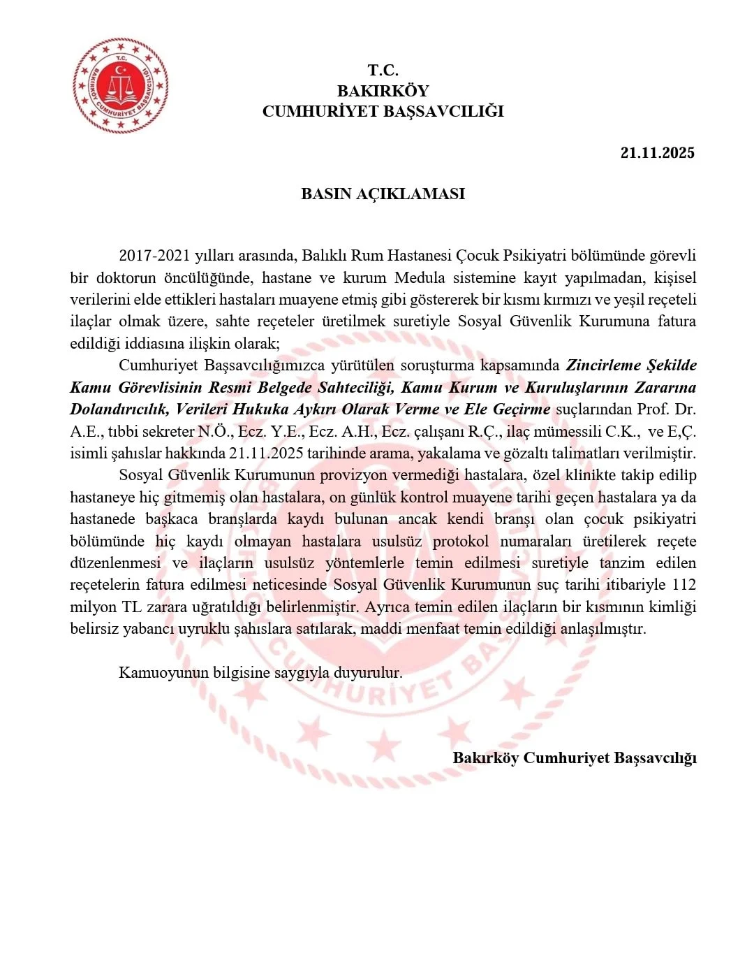 Balıklı Rum Hastanesi’ne Operasyon 112 Milyon Tl’lik Sahte Reçete Skandalı1