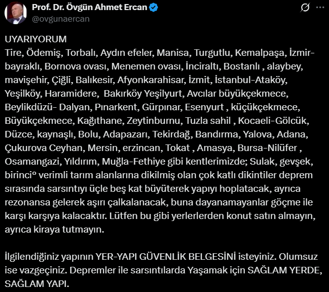 Deprem Uzmanından Kritik Uyarı Bu Şehirlerden Ev Almayın, Kiraya Çıkmayın3