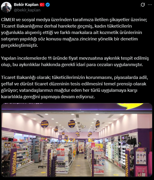 Fahiş Fiyat Şikayeti Sonrası Bakanlık Harekete Geçti! Ünlü Kozmetik Mağazasına Ceza Kesildi
