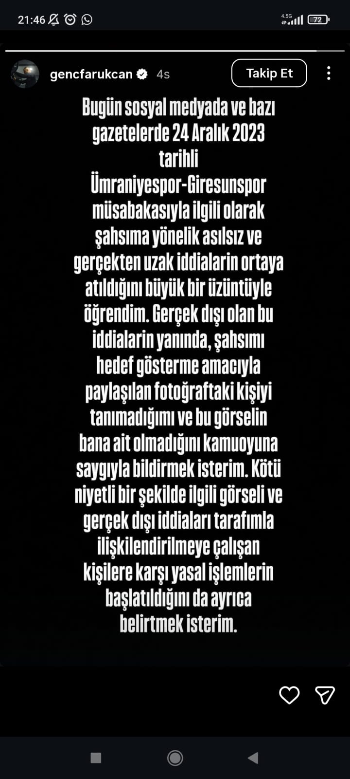 Faruk Can Genç Açıklama