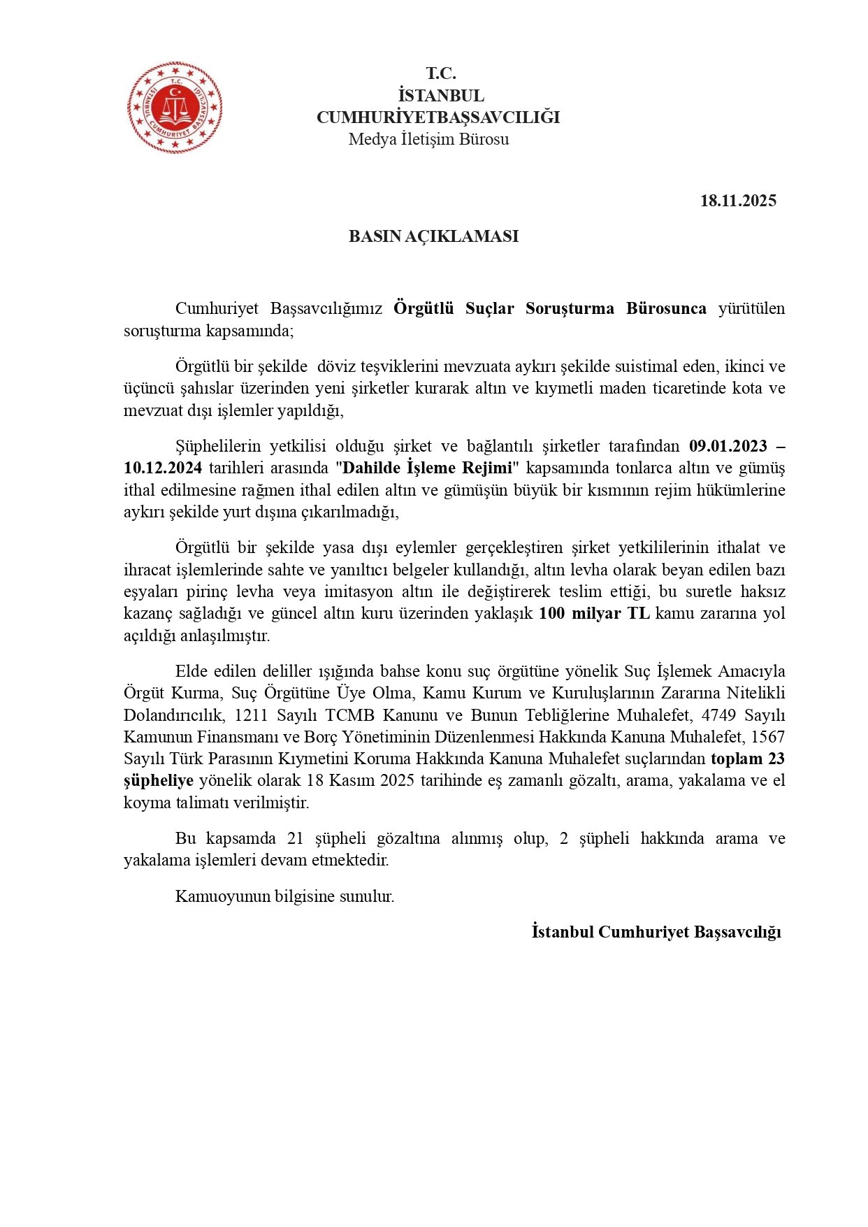 Sahte Altın Ve Gümüş Ticaretinde 100 Milyarlık Vurgun Yapmışlar! 21 Gözaltı