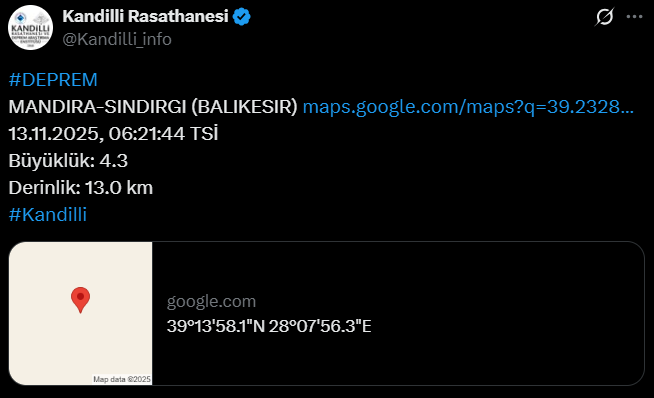 Sındırgı’da 10 Dakikada 3 Deprem! Kandilli Verileri Açıkladı3