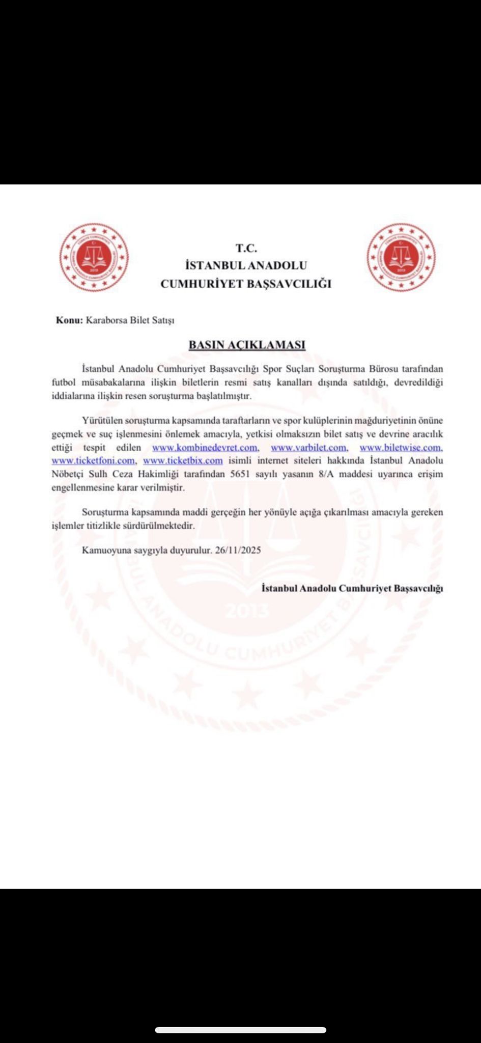 istanbul cumhuriyet başsavcılığı açıklama