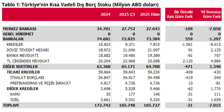 2.Tcmb Ekim Ayı Kısa Vadeli Dış Borç İstatistikleri’ni Açıkladı