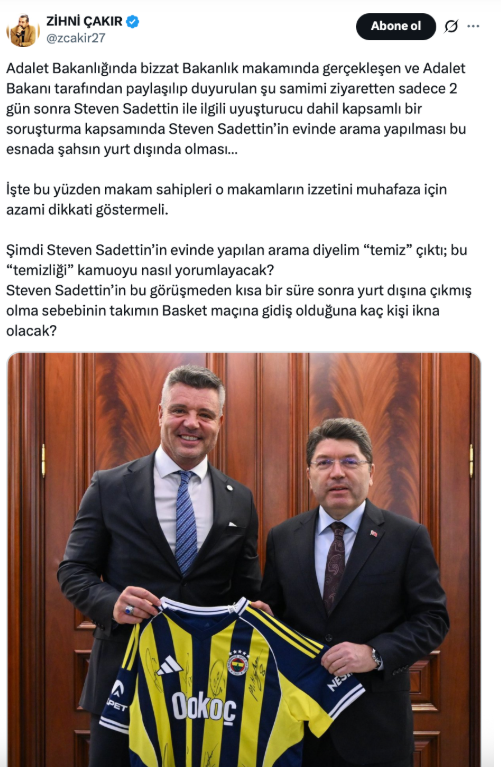 Bakan Tunç–Sadettin Saran Görüşmesine Dikkat Çekti Zihni Çakır Gözaltına Alındı 1