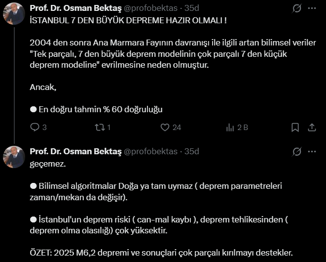 Deprem Uzmanı Bektaş Uyardı İstanbul 7’Den Büyük Depreme Hazır Olmalı