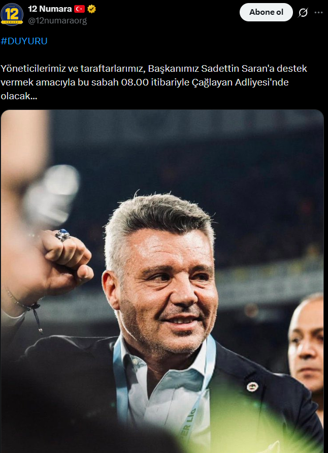 Fenerbahçeli Taraftarlardan Sadettin Saran’a Destek