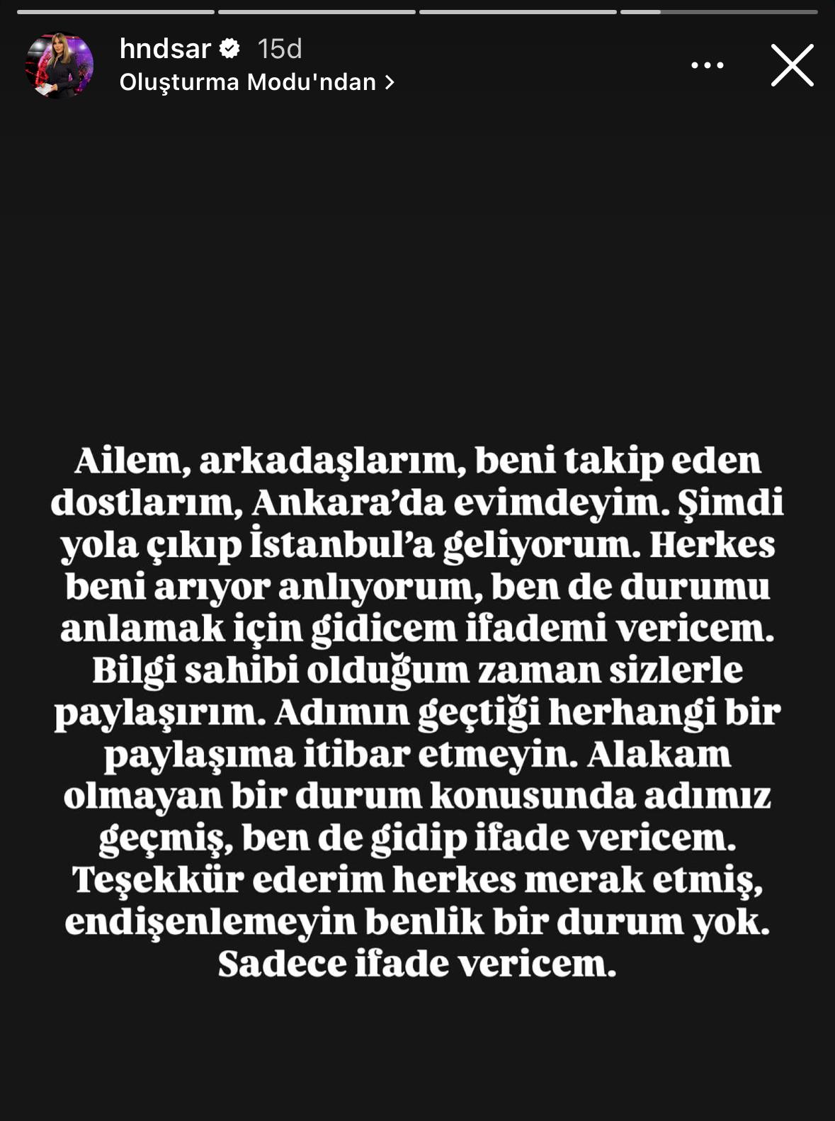 Hande Sarıoğlu Açıklama Yaptı