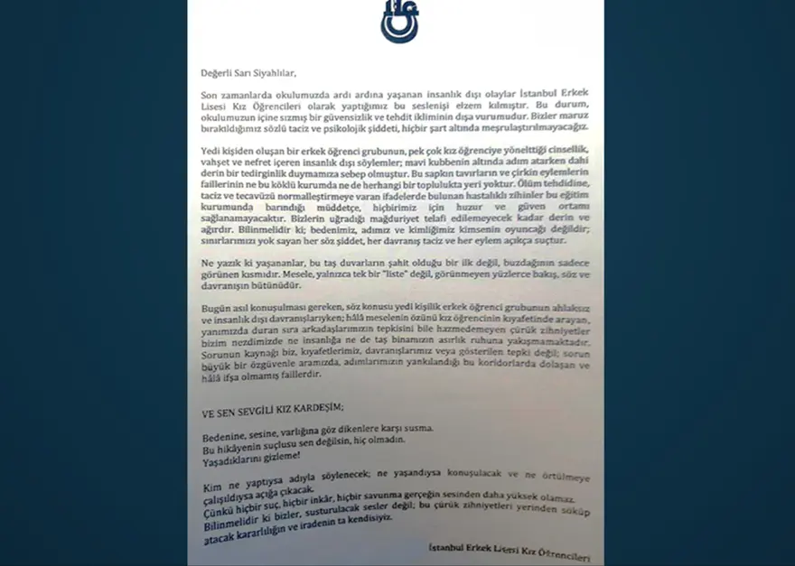 Istanbul Erkek Lisesi Kız Öğrenciler Açıklama