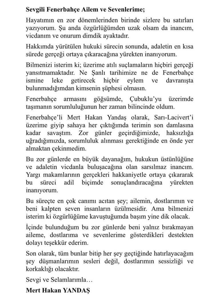 Mert Hakan Tandaş Mektup