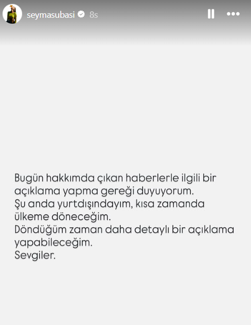 Şeyma Subaşı’ndan Uyuşturucu Operasyonu Sonrası Ilk Sözler