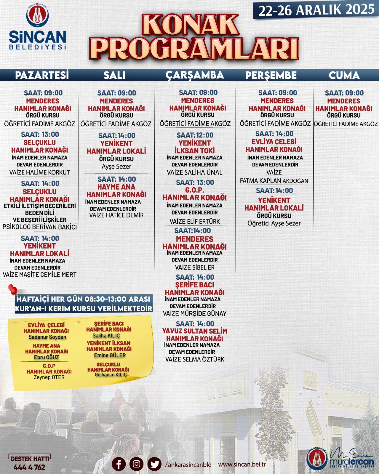 Sincan Belediyesi Kurs Programı