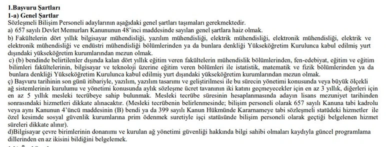 Başvuru Şartları