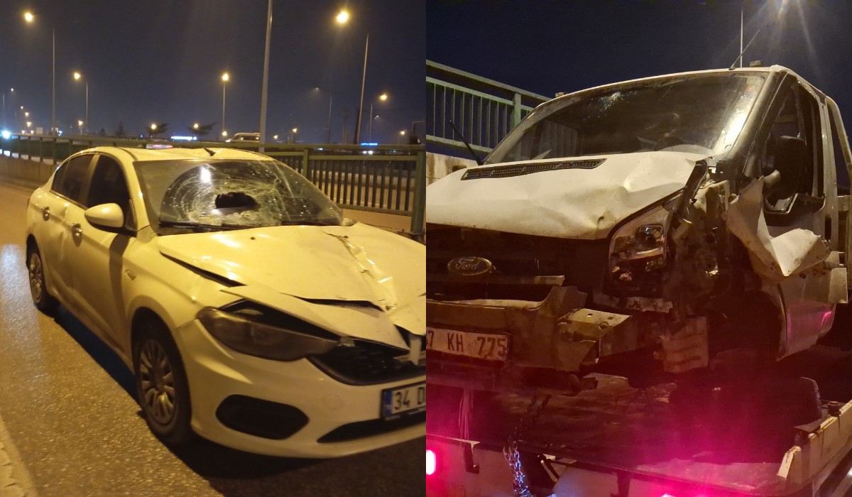 Bursa'da Facianın Eşiğinden Dönüldü Bariyerler Otomobillere Saplandı1