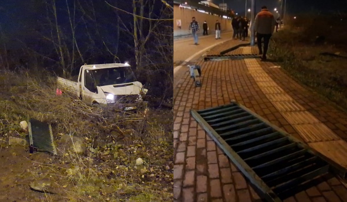 Bursa'da Facianın Eşiğinden Dönüldü Bariyerler Otomobillere Saplandı2