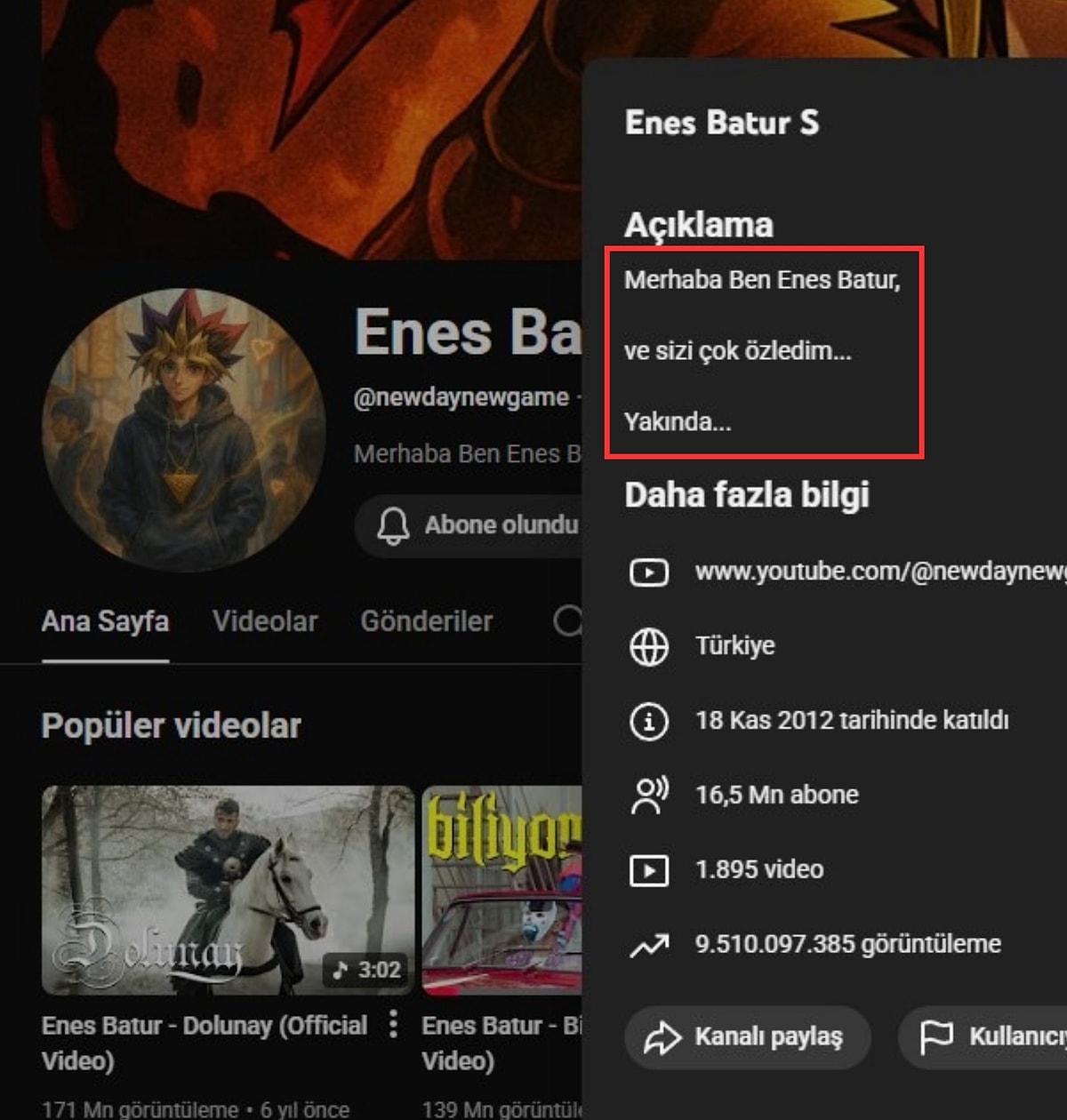Enes Batur’dan Sevenlerine Müjde Youtube’a Geri Dönüyor