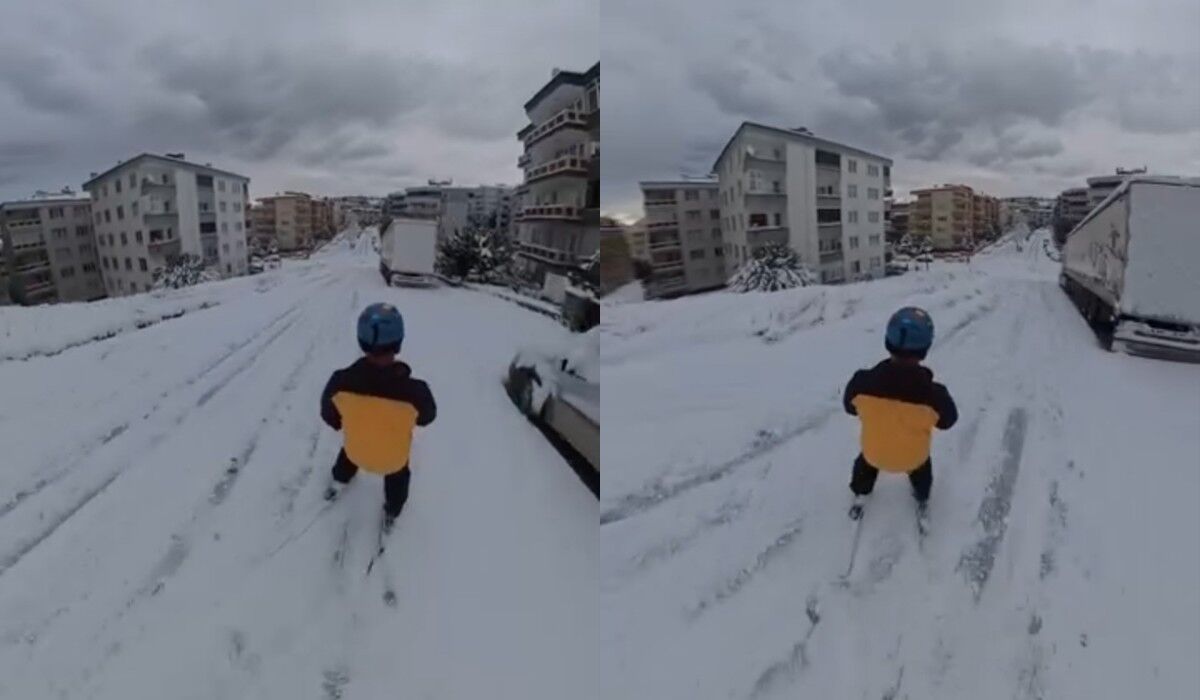 Gören Dönüp Bir Daha Baktı! Bursa'da Işe Kayakla Gitti3