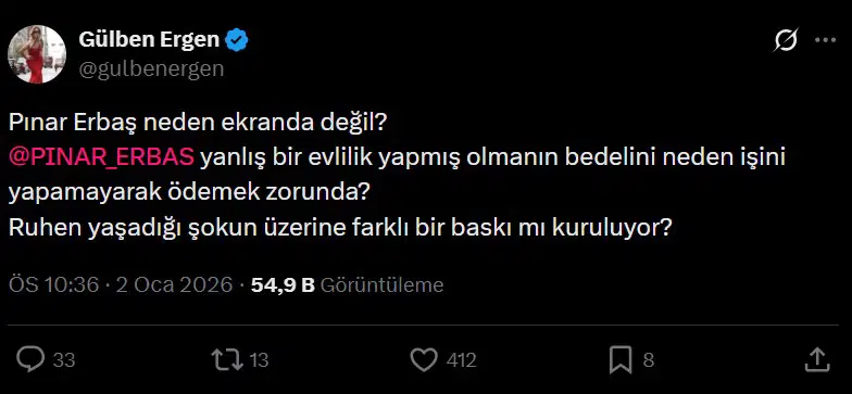 Gülben Ergen Pınar Erbaş Açıklaması